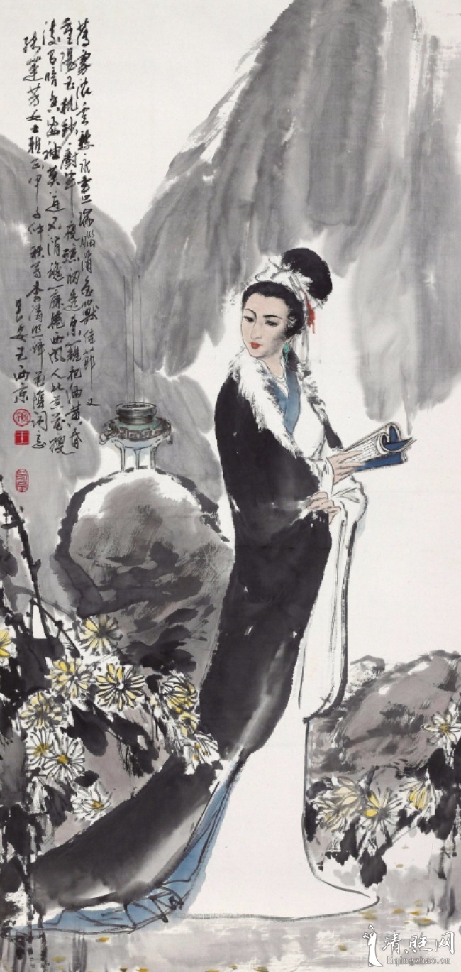 王西京 李清照词意图《醉花阴》 镜片 设色纸本 130×61cm